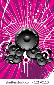 Beautiful grunge background with speakers