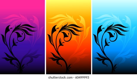 Beautiful grunge background with tropical flowers. Vector illustration.
