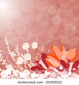 Beautiful grunge flower background with rose and place for text
