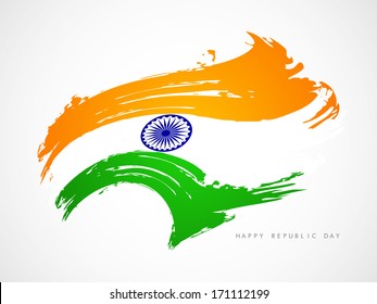 Beautiful grungy Indian flag design in wave style. Vector illustration