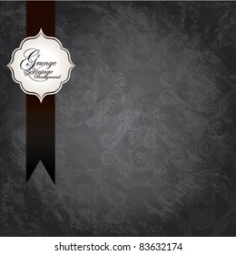 beautiful grungy vintage damask background card