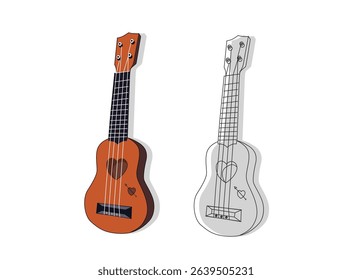 Beautiful guitar line art vector illustration