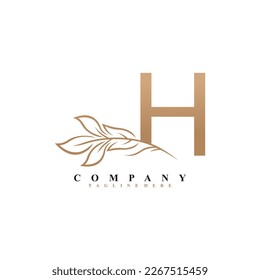 beautiful H logo design with luxury flower. Initial H monogram symbol. flourish logo. suitable for logos of beauty, spa,salon,boutique,company,business,hotel,brand,etc