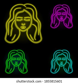 Beautiful hair, woman neon color set icon. Simple thin line, outline vector of anti age icons for ui and ux, website or mobile application