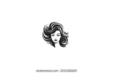 Beautiful Hairstyle  lady logo vector design
