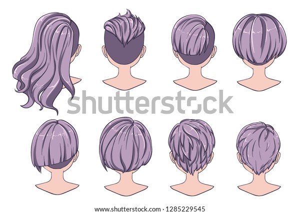 Beautiful Hairstyle Woman Hair Rear View Stock Vector