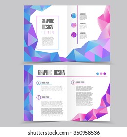 beautiful half-fold brochure template design with crystal elements