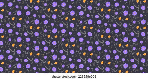 Beautiful halloween floral themed pattern. cute design illustration. Find fill pattern on swatches