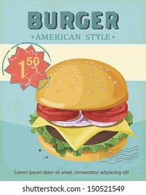 Beautiful Hamburger Poster. Vector illustration