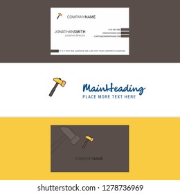 Beautiful Hammer  Logo and business card. vertical Design Vector