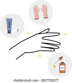 a beautiful hand / hand cream, rubber gloves, oil