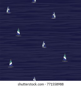 Beautiful Hand drawing colorful wind surf  floating on the ocean seamless pattern in vector. Flat style illustration. Summer beach surfing illustration in the ocean on navy blue background. 