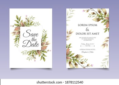 Wedding Invitation Card Template Set Beautiful Stock Vector (Royalty ...