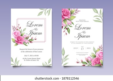 Wedding Invitation Card Set Template Beautiful Stock Vector (Royalty ...