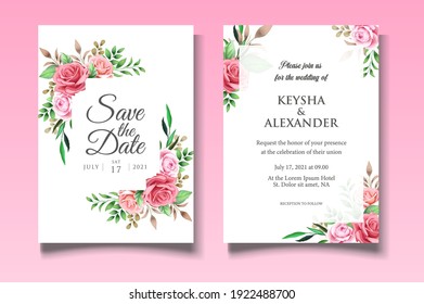 Beautiful Hand Drawing Floral Wedding  Invitation Template