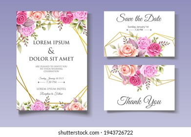 Beautiful Hand Drawing Floral Wedding Invitation Card