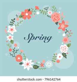 beautiful hand drawing flower decoration wreath vector illustration flat design