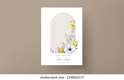 beautiful hand drawing flower invitation card template