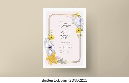 beautiful hand drawing flower invitation card template