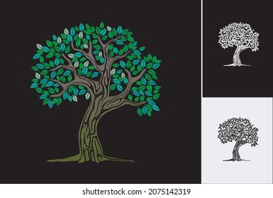 beautiful hand drawing of olive tree vector. useful for sublimation and print