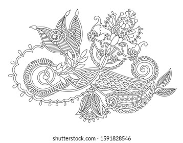 beautiful hand drawing paisley flower design, floral indian pattern vector illustration