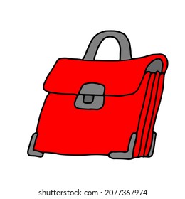 Beautiful hand drawing red vector bag for travel isolated on a white background