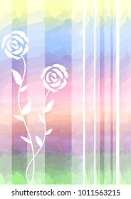 Beautiful hand drawing roses vintage style on pastel color sky background with abstract pattern, for wedding car or Valentine concepts vector and illustration