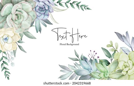 beautiful hand drawing watercolor succulent plant and flower background template