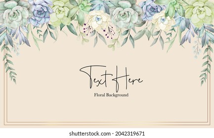 beautiful hand drawing watercolor succulent plant and flower background template