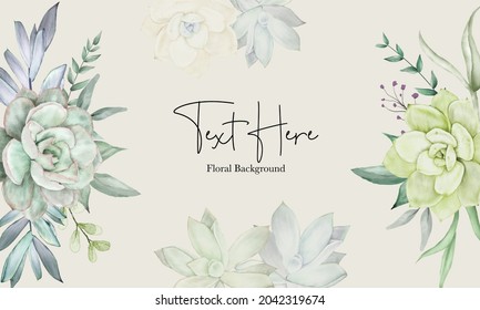 beautiful hand drawing watercolor succulent plant and flower background template