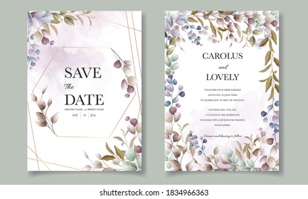 Beautiful hand drawing wedding invitation floral design