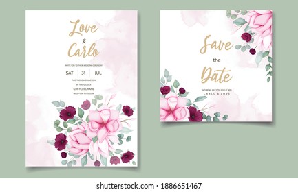 Beautiful hand drawing wedding invitation floral design