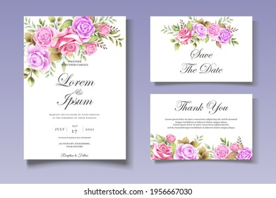 Beautiful hand drawing wedding invitation floral design