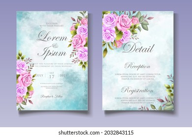 Beautiful hand drawing wedding invitation floral design