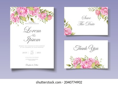 Beautiful hand drawing wedding invitation floral design