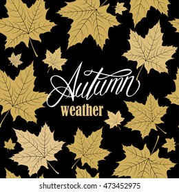 Beautiful hand drawn autumn foliage vector sale label, banner template. Lettering design. Fall leaf. Vector illustration EPS10