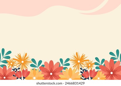 Beautiful hand drawn background with flowers