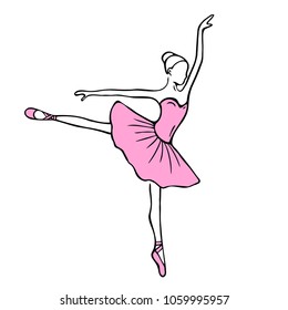 Beautiful hand drawn ballerina, vector – stock illustration 