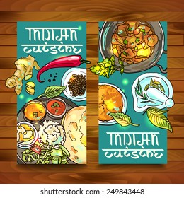 beautiful hand drawn banners indian food top view