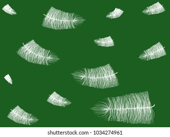 Beautiful Hand Drawn Beard Feather Isolated. White Fluff. Feather for Wallpaper, Illustration, Carnival, Masquerade, Invitation, Paper, Textile. Decoration Element for Your Design.