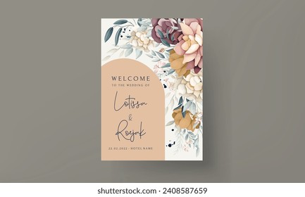 beautiful hand drawn botanical flower invitation card template