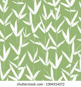 Beautiful hand drawn botanical vector seamless pattern with bamboo leaves.