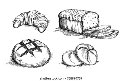 Beautiful hand drawn bread det vector