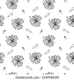 Beautiful hand drawn cherry blossom seamless pattern. Blooming sakura background. Traditional japanese spring flowers in doodle style vector.Floral seamless pattern for textile, fabric, wallpaper