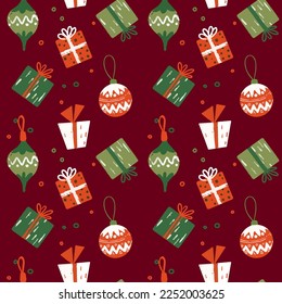 Beautiful hand drawn christmas elements seamless pattern