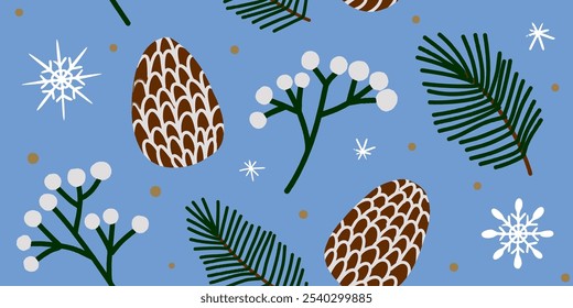 Beautiful hand drawn christmas elements seamless pattern.
