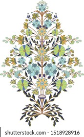 Beautiful hand drawn colour floral motif