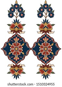 Beautiful hand drawn colour full floral motif