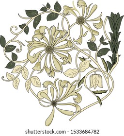 Beautiful hand drawn colour full floral motif