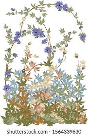 Beautiful hand drawn colour full leaves with flowers